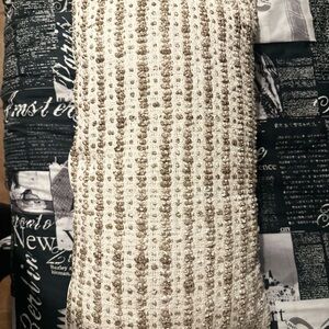 Secret Celebrity Ivory and Taupe Textured Throw Pillow
